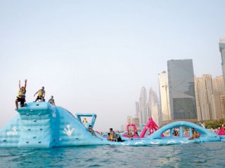 Image result for ‫دبي أكبر حديقة مائية عائمة في العالم‬‎